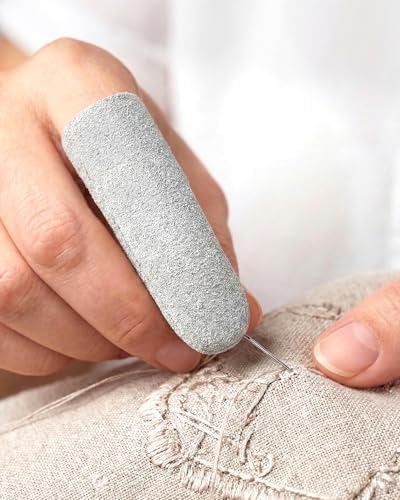 EORTA 10 Pack Leather Finger Cots, Soft Suede Non-Slip Finger Protectors for Needle Felting, Sewing, Electronics Repair, Knitting, Needlework, Embroidery & Crafts, Grey