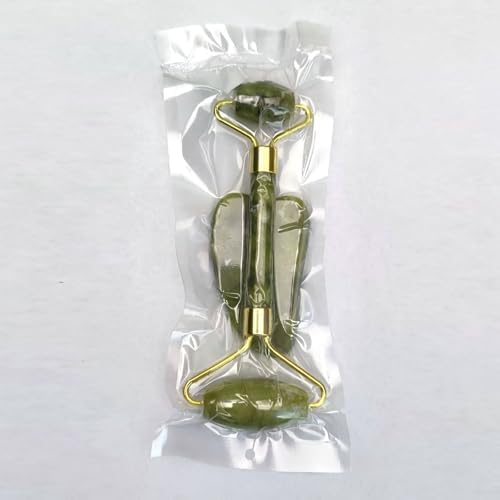 Stone Facial Massage Roller and Gua Sha Set Body Meridian Redness Skin Care Self Care for Men Women Massager for Face Eyes Neck Relieve Fine Lines and Wrinkles Quartz Home Massage 2-Sets Angle Green 4