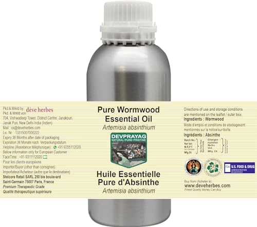 Pure Wormwood Essential Oil (Artemisia Absinthium) Steam Distilled 630ml (21 oz)