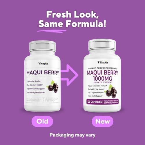 Vitapia Maqui Berry 1000mg - Maqui Berry Powder Supplement - Vegan Friendly, Non-GMO and Gluten-Free - 120 Veggie Capsules