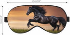 Black Silk Friesian Horse Sleep Eye Mask with Adjustable Strap for Men Women Travel, Nap, Meditation