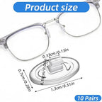 Nogeqi 10 Pairs Eyeglass Nose Pads Non Slip, Soft Silicone Glasses Nose Pad Replacement, Slip-On Noses Piece for Eyeglasses Anti-Slip, Most Glasses & Sunglasses Repair Kit, Easy Install (Clear)