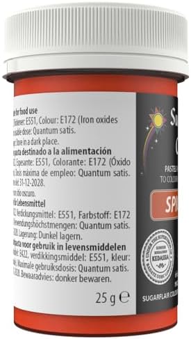 Sugarflair Paste Colours-Pastel Red-25g, Spice Red