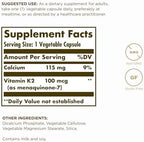 Solgar Naturally Sourced Vitamin K2 (MK-7) 100 mcg - 50 Vegetable Capsules, Pack of 2 - Supports Bone Health - Whole Food Source from Natto Extract - Non-GMO, Gluten Free - 100 Total Servings