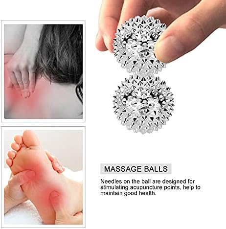 Ymiko Massage Balls,1 Pair Magnetic Massage Ball Hand Massage Acupressure Ball Silver