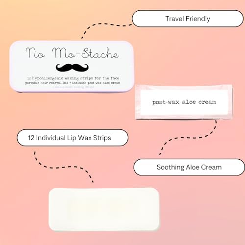 No Mo-Stache Shark Tank Lip Wax Strips - Hypoallergenic For All Skin Types - Facial Hair Removal for Women - Travel-Friendly Wax Kit with 36 Strips + Aloe Cream