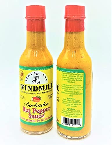 Bajan Windmill Barbados Hot Yellow Pepper Sauce 5oz/148 ml (2 bottles pack)