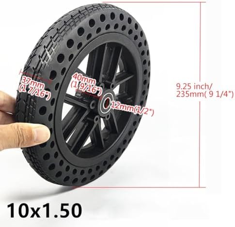 1 Pair of 10inch Power Wheelchair Front Wheels, 10×1.50 Solid Tires, Wheelchair Wheels, Bearing: 12mm, Wheelchair Walker Replacement Parts