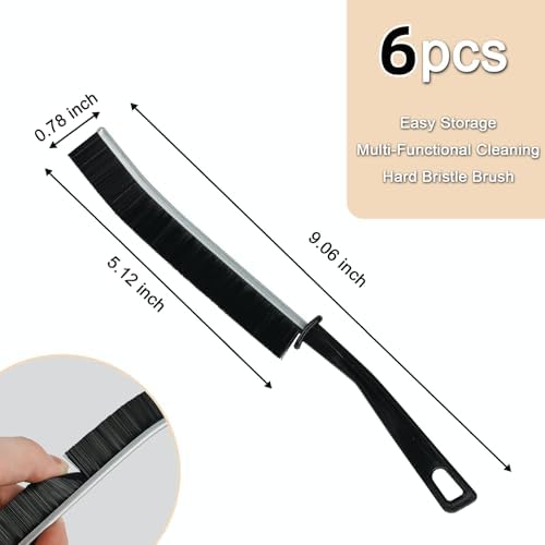 6PCS Crevice Cleaning Brush,Gap Cleaning Brush, Slim Flat Curved Brush for Narrow Gaps,Deep Crevices and Small Spaces,Hard Bristle Brush,Easy to Clean, No Residue, Kitchen & Bathroom Cleaning