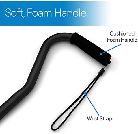 RMS Folding Cane with Offset Foam Handle, Adjustable Walking Stick with Carrying Pouch (Black)