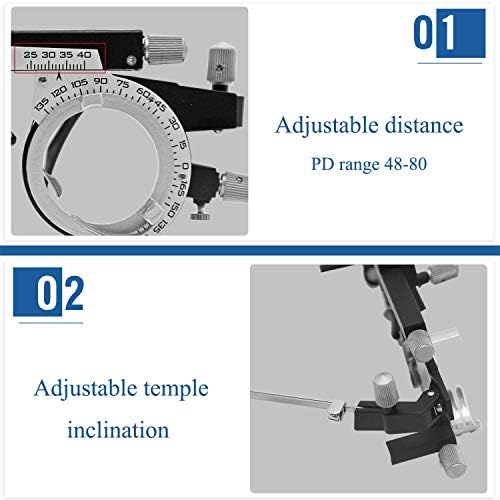 PD 48-80 mm Adjustable Ultra Optical Trial Lens Frame Eye Test Glasses Optometry Optical Titanium Optic Trial Eye Optometry Lens Frame Text Optician TF-B, 18.8 x 9.3 x 5.3 cm