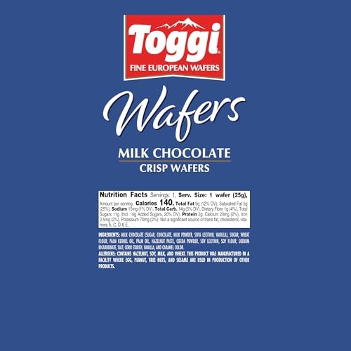 TOGGI Fine European Chocolate Wafers, Milk Chocolate (0.88 oz 24 Count)