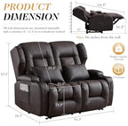 Loveseat Recliner Sofa,RV Wall Hugger Recliners for Small Spaces,Reclining Loveseat Sofa Recliner with Cup Holders/Lumbar Pillows,RV Furniture (Brown, Loveseat)