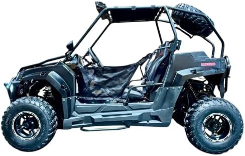 Armored UTV SSR 170RS Utility Vehicle, 2-Seater, 200cc Automatic + Reverse with Cargo Bed LED Headlights Spare Wheel, DF200GKV Work Truck Backyard Use On The Farm (Black)
