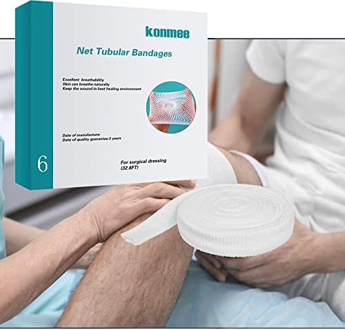 Tubular Bandage Elastic Net Wound Dressing Elastic Dressing Retainer Tubular Stretch Elastic Gauze Bandage Size 6 for Knee, Calf and Ankle, 32.8FT Long