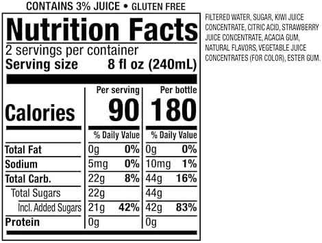 Snapple Kiwi Strawberry Juice Drink, 16 Fl Oz Recycled Plastic Bottle, Pack Of 12, All Natural, No Artificial Flavors Or Sweeteners, Contains 3% Real Juice