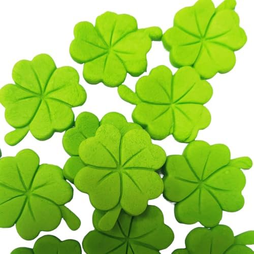 Edible 12pcs Shamrock Icing Decoration St.Patrick's Day Sprinkles for Cake Decorating, Edible Grass Green Leaf Cupcake Toppers for Cake, Cookies, Cupcakes, Baking, Ice Cream Desserts Supplies