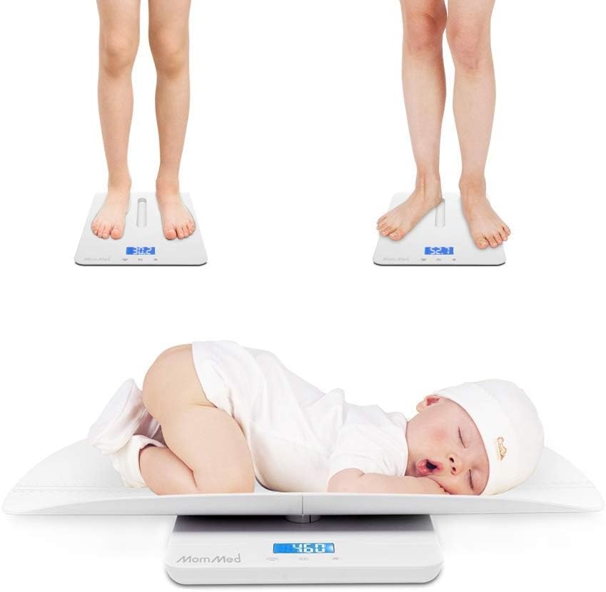 MomMed Baby Scale, Multi-Function Toddler Scale, Baby Scale Digital, Pet Scale, Infant Scale with Hold Function, Blue Backlight, Weight and Height Track
