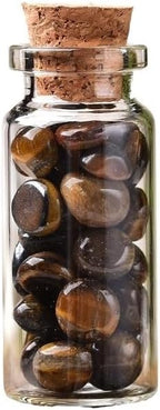 Natural Crystal Glass Wishing Bottle Home Decoration Healing Stone Lucky Drifting Bottle(Brown,40 * 22mm)