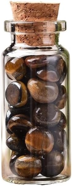 Natural Crystal Glass Wishing Bottle Home Decoration Healing Stone Lucky Drifting Bottle(Brown,40 * 22mm)