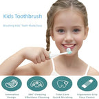 Kids Toothbrush Medium,Child Toothbrush Soft Bristle,Toddler Tooth Brushes 3 Sided,Brushing Kids Teeth Made Easy and Efficient,Pack 2 (Yellow+Bule)