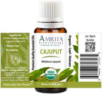 Organic Cajuput Essential Oil - Melaleuca cajuputi - 100% Pure Undiluted & Therapeutic Grade, Premium Quality Aromatherapy Oils, Tested & Verified - 10ML : AMRITA Aromatherapy