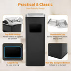 BEAMNOVA Outdoor Trash Can Black Indoor Stainless Steel Commercial Garbage Can Industrial Garbage Enclosure Inside Cabinet with Lid Waste Container, Black, 25 * 25 * 68 cm / 9.8 * 9.8 * 26.8 in