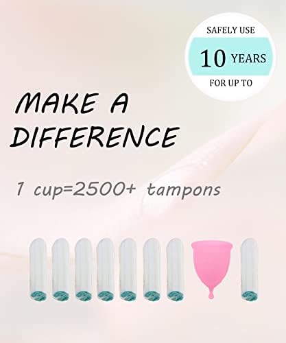 Menstrual Cups with Collapsible Storage Cup, Leak-Proof Design with Medical Grade Silicone Period Cups Reusable, Tampon and Pad Alternative,for Light Flow and Heavy Flow Large+Small