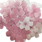 60PCS Edible Cherry Blossoms Rice Paper Cake Cupcake Toppers for Baby Shower Kids Birthday Spring Party Cherry Blossoms Wafer Paper Cake Decorations Supplies