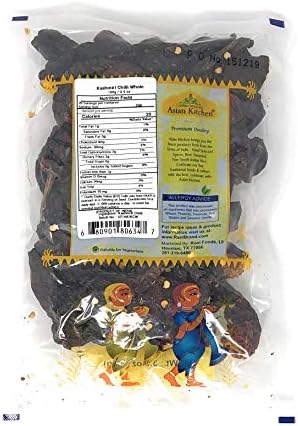 Asian Kitchen Kashmiri Chilli Whole, Low Heat Indian Chilli 3.5oz (100g) ~ All Natural | Vegan | Gluten Friendly | NON-GMO | Indian Origin
