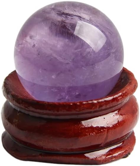 Ximimark 1Pcs 20mm Natural Amethyst Quartz Crystal Sphere Ball Healing Stone with Stand Gift+2.5 * 1.1 * 3cm Crystal Ball Base