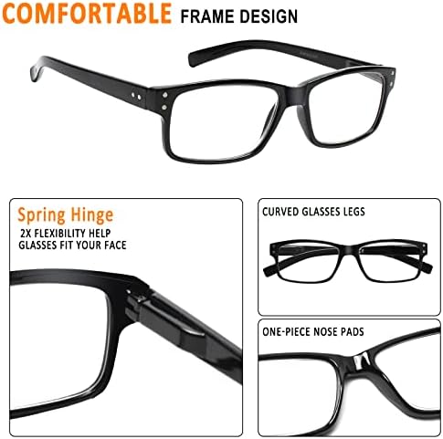 NORPERWIS Reading Glasses 5 Pairs Quality Readers Spring Hinge Glasses for Reading for Men and Women (5 Pack Mix Color -2, 3.00)