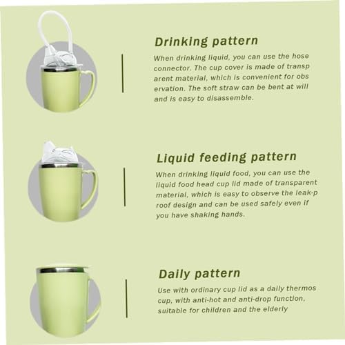 Dysphagia Cups, Beakers for Elderly, 350ml Spill Proof Adult Sippy Cup with Straw, 3-in-1 Stainless Steel Dysphagia Cups with Handle for Elderly Disabled Patient, Adult Sippy Cup