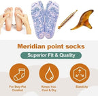 Reflexology Socks Set with Trigger Point Massage Tool | Foot Pain Relief and Serenity Steps Remedy | Acupressure Five Toe Separate Socks for Women and Men