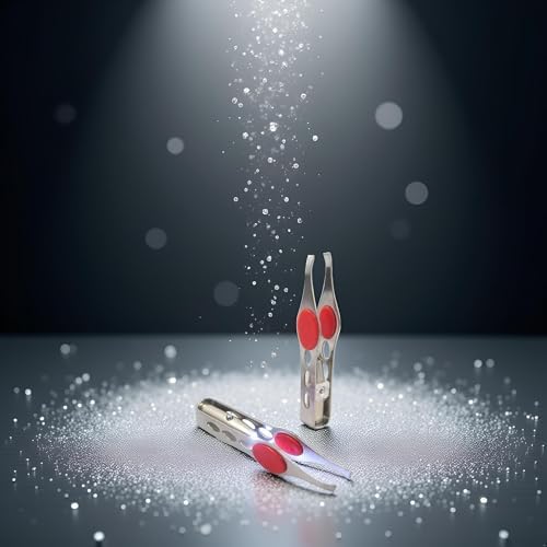 2 Pcs Silver Tweezer With LED Light for Hair Removal Makeup Tool Eyebrow Eyelash Tweezers for Women Facial Hair, Lash Trimmer, Hair Ingrown for Tweezer, Women's Hair Removal Tweezers