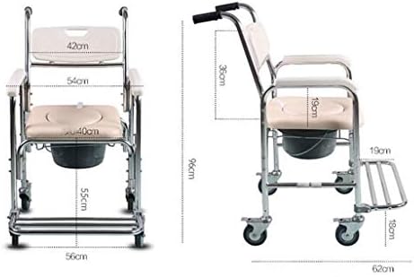 Homecare Commode Chair 3 in 1 Deluxe Bath Toilet Wheelchair Shower Seat Seniors, Disabled Walking Aid with Footrests Non-Slip Handrail Surgery Recovery