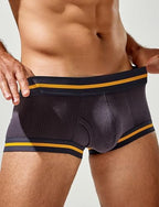 SEAUR Men's Pouch Boxer Briefs Seamless Ribbed Underwear Low Rise Breathable Trunks Stretchy Underpants