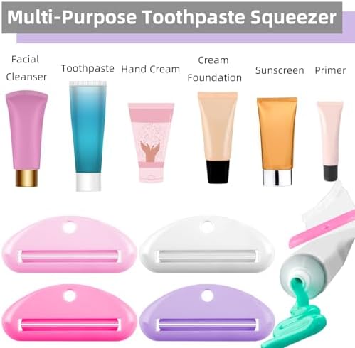 4 Pcs Toothpaste Squeezer,Plastic Toothpaste Tube Squeezer Toothpaste Dispenser Hanging Toothpaste Clip Toothpaste Holder for Bathroom,Suitable for Toothpaste Cream Cosmetics and Paint(Colorful)