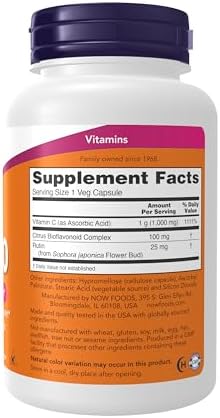 NOW Foods Supplements, Vitamin C-1,000 with 100 mg of Bioflavonoids, Antioxidant protection*, 100 Veg Capsules