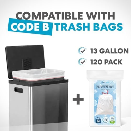 SIMPLI-MAGIC 50 Liter / 13.2 Gallon Soft-Close, Smudge Resistant Trash Can with Foot Pedal and Built in Filter- Stainless Steel, Sleek Finish