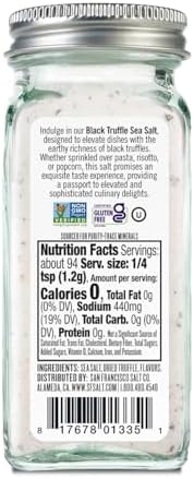 Italian Black Truffle Sea Salt 4 oz. Glass Shaker by San Francisco Salt Company