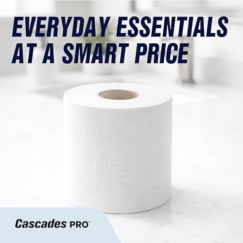 Cascades PRO Select Soft/Strong Bathroom Tissue, 2-Ply Toilet Paper Rolls for Restrooms – Universal Fit - Individually Wrapped, Recycled Fibers – 500 Sheets/Roll - 96 Rolls/Box – B040- White
