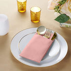 50-Pack Disposable Linen-Feel Dinner Napkins with Built-in Flatware Pocket, PINK Prefolded Cloth Like Paper Napkins For Valentines Day, Baby Shower, Dinner, Wedding Or Party [Silverware NOT Included]
