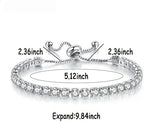 Tennis Bracelets, Tennis Bracelets for Women White Gold Plated Diamond Classic Adjustable Slider Bracelet Silver Fashion Jewelry Wedding Women Gifts Women (Silver/Rose Glod/Green)