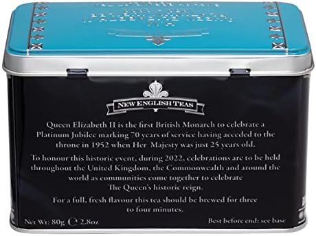 Queen Elizabeth II Jubilee 2022 Commemorative Tea Tin with 40 English Breakfast Teabags