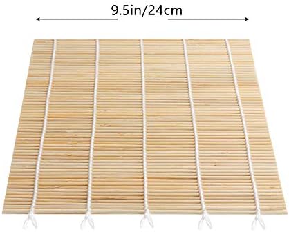 FUNGYAND Bamboo Sushi Rolling Mat with 2 Pairs of Chopsticks Natural Bamboo 9.5"x9.5" 2 Pcs Sushi Making Kit