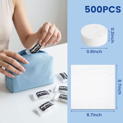 BigOtters 500PCS Compressed Towels, Bulk Disposable Towels for Face Portable Washcloths for Travel Expandable Wipes Tablets Survival Gear Kit for Outdoors Camping Hiking Hotel
