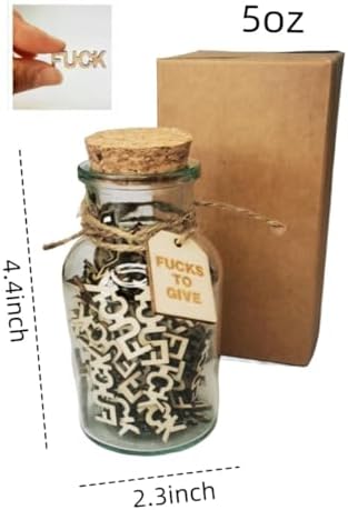 Fuck jar（5oz） Gift Jar,Fucks to Give,Fuck Wooden Cutout Letter Piece Bad Mood Vent Spoof Birthday Day,Holiday, Thanksgiving, Gag Funny Gift
