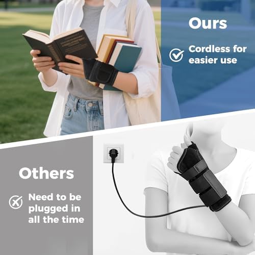 Wrist Heating Pad, Heated Wrist Wrap for Pain Relief, Heated Wrist Brace with 30 Mins Auto-Off, 3000mAh Battery, 3 Heating Modes(Black)
