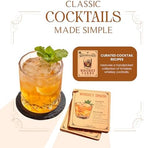 Mixology & Craft Whiskey Stones Gift Set – Includes Two 10oz Crystal Whiskey Glasses, 8 Granite Chilling Rocks, Slate Coasters, Metal Tongs, Cocktail Recipe Cards, Elegant Wooden Storage Box